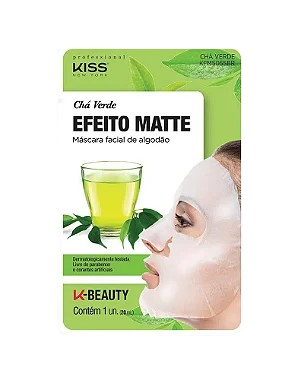 Máscara Facial de Algodão Chá Verde - Kiss New York