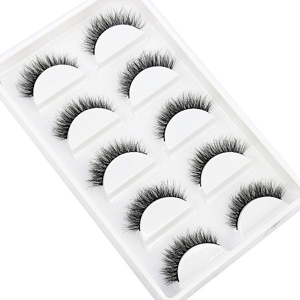 Caixa com 5 Pares de Cílios Postiços 3D FY-45
