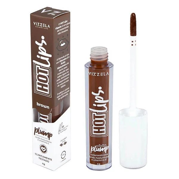 Gloss Efeito Plump Hot Lips Marrom - Vizzela
