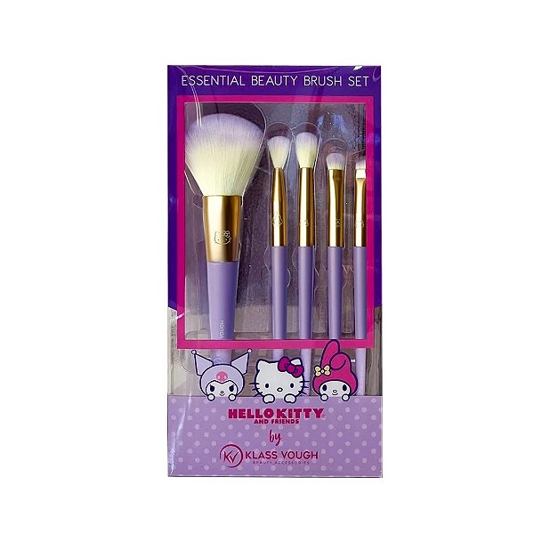 Kit de Pincéis + Necessaire Hello Kitty Essential Beauty Brush Set - Klass Vough