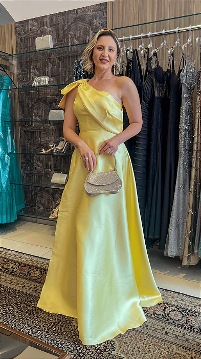 Vestido longo de zibeline amarelo