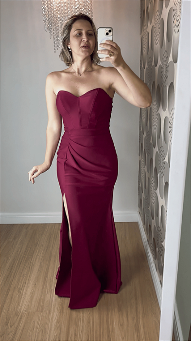 Vestido longo Marsala