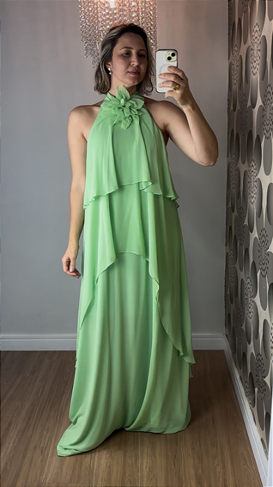 Vestido Longo Verde em Chiffon