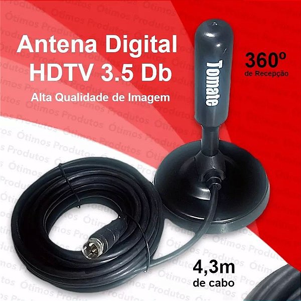 Antena Digital para TV DTV-100 VHF UHF FM e HDTV