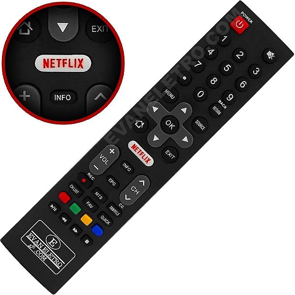 Controle Remoto TV LED Philco PTV55U21DSWNC / PTV55U21DSWNT com Netflix (Smart TV)