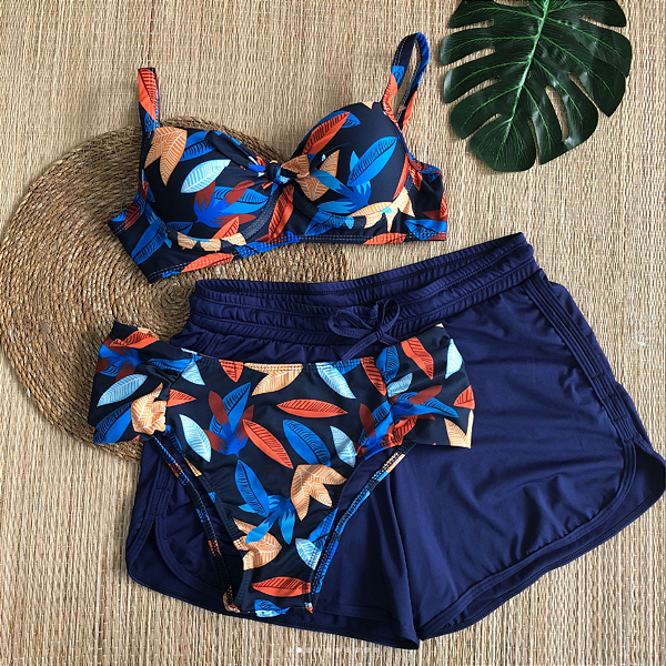 Conjunto Bojo Elis +Calcinha Mesma Estampa Bombom + Shorts em Poliamida Liso