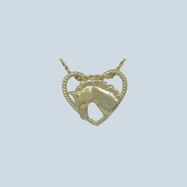 Colar Cabeça de Cavalo 3D Coração