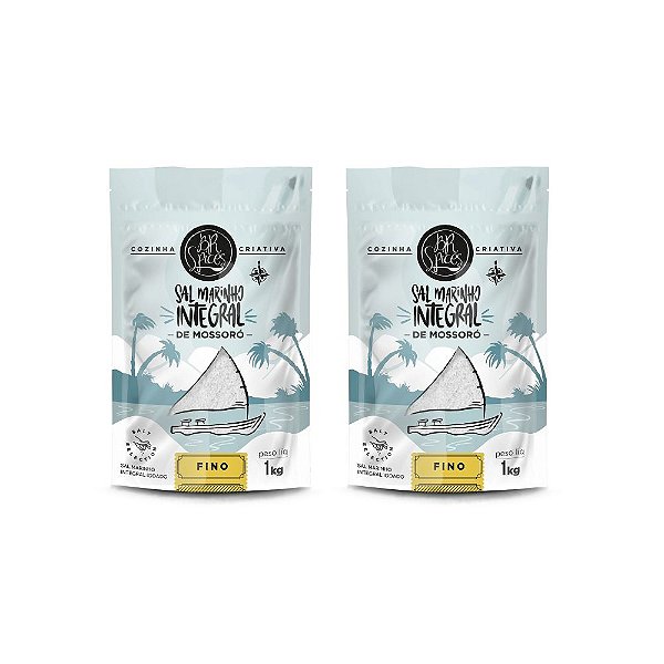 Kit 2 Sal Marinho BR Spices Integral Mossoró Fino Pouch 1KG