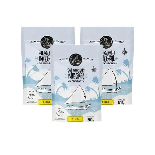 Kit 3 Sal Marinho Integral Mossoró BR Spices 500G