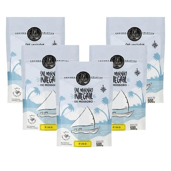 Kit 5 Sal Marinho Integral Mossoró BR Spices 500G