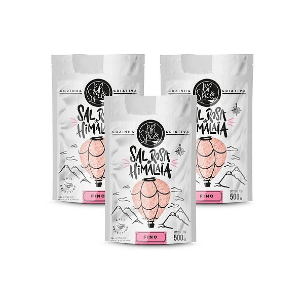 Kit 3 Sal Rosa Do Himalaia Fino BR Spices Pouch 500G