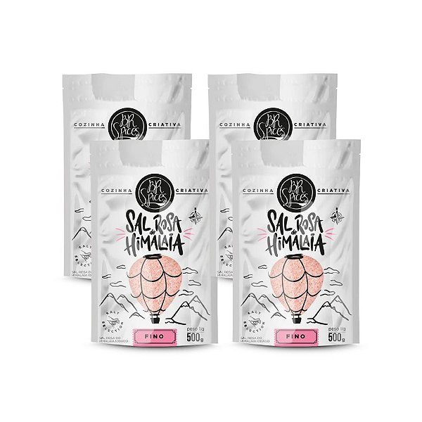 Kit 4 Sal Rosa Do Himalaia Fino BR Spices Pouch 500G