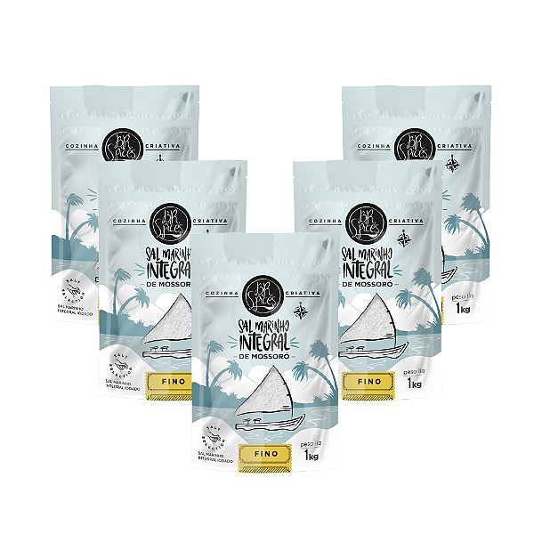 Kit 5 Sal Marinho Br Spices Integral Mossoró Fino Pouch 1kg