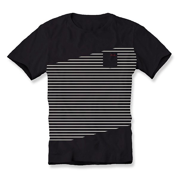 Camiseta Algodão Listras e Bolso