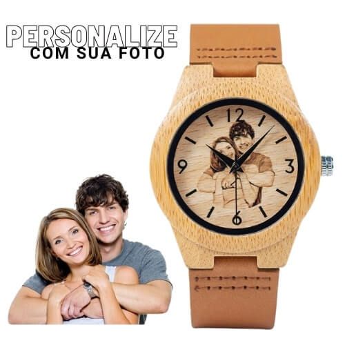 Relógio de Madeira Personalize Com Sua Foto