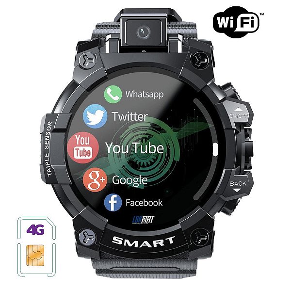 Relógio Inteligente Monster 6 WIFI+4G Câmera 5MP GPS