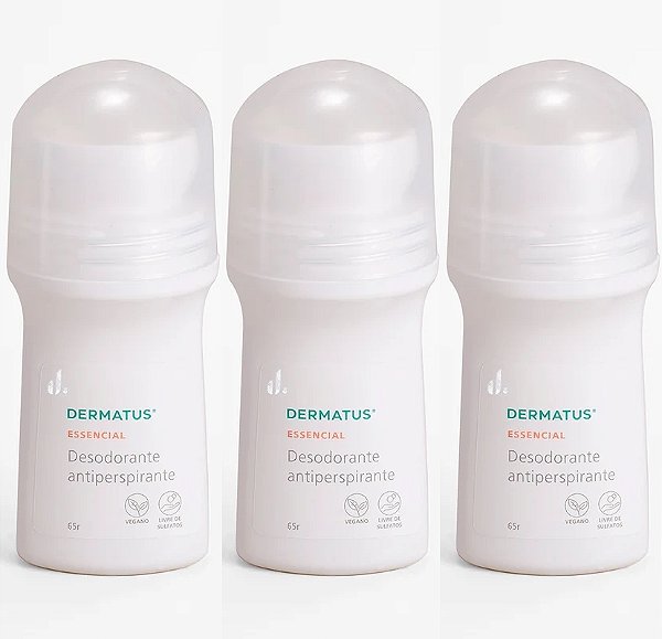 DESODORANTE ANTIPERSPIRANTE ROLL ON DERMATUS (KIT 3 UNIDADES 65mL CADA)