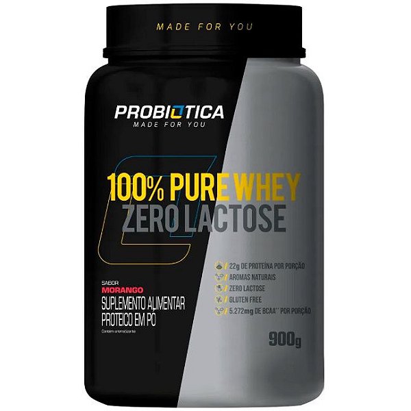 100% Pure Whey Zero Lactose - Pote 900g - Probiótica