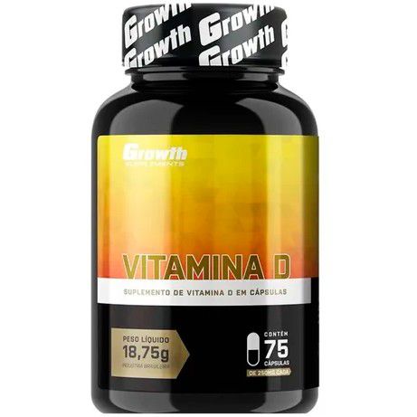 Vitamina D (5mcg) - 75 Cápsulas - Growth Supplements