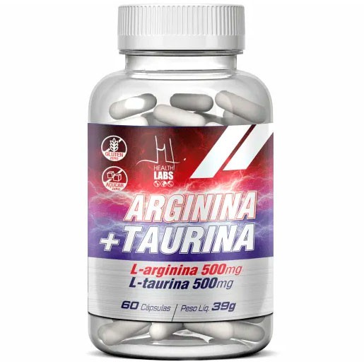 Arginina (500mg) + Taurina (500mg) - 60 Cápsulas - Health Labs