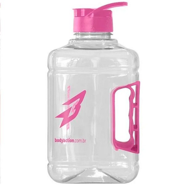 Galão Quadrado Incolor / Rosa - BodyAction - 2000ml