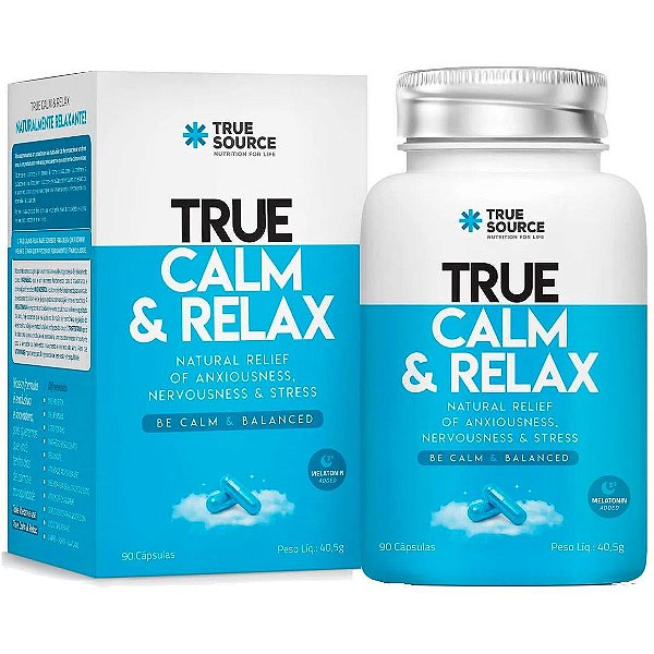 True Calm & Relax (Melatonina + Triptofano + Magnésio) - 90 Cápsulas - True Source