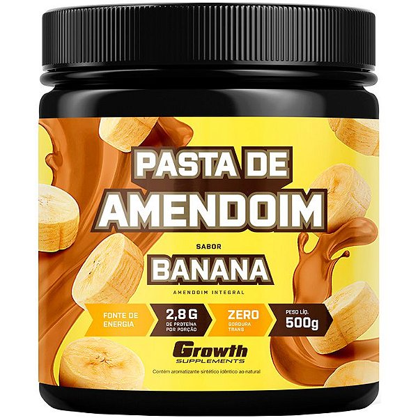 Pasta de Amendoim Integral (Sabor Banana) - 500g - Growth Supplements