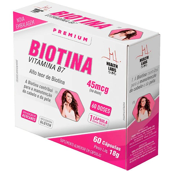 Biotina (Vitamina B7) - 60 Cápsulas - Health Labs
