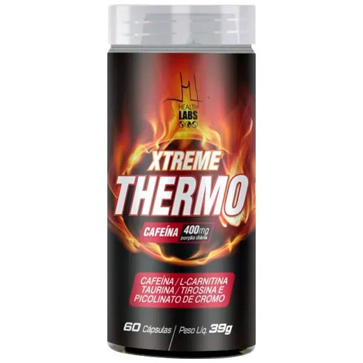 Xtreme Thermo (Cafeína + L-Carnitina + Taurina + Tirosina + Cromo) - 60 Cápsulas - Health Labs