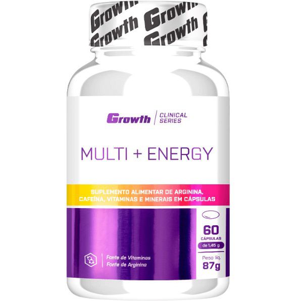 Multivitamínico Multi + Energy - 60 Cápsulas - Growth Supplements