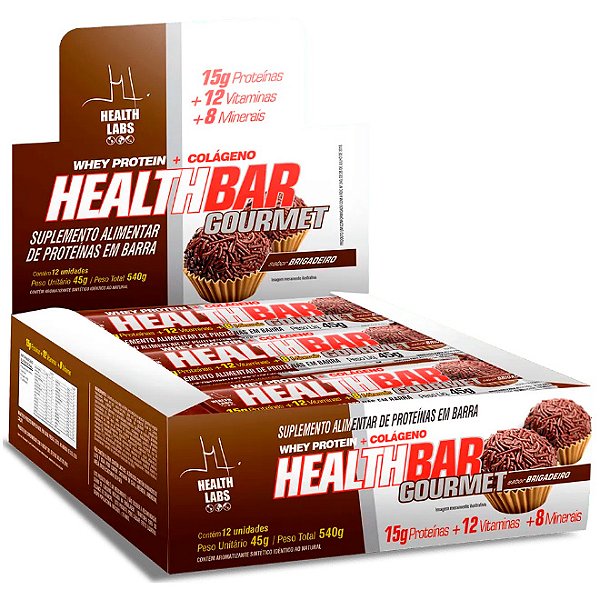 Barra de Proteína Health Protein Bar Gourmet - (12un x 45g cada) - 540g - Health Labs