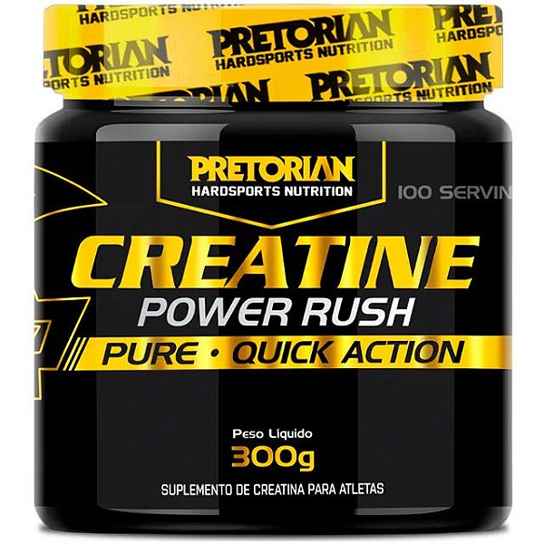 Creatina Power Rush 100% Pura Monohidratada - Pote 300g - Pretorian