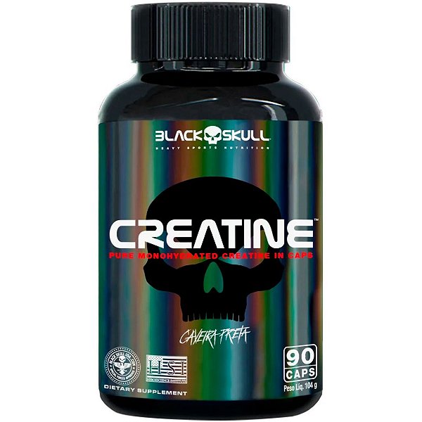 Creatina 100% Pura Monohidratada - 90 Cápsulas - Black Skull