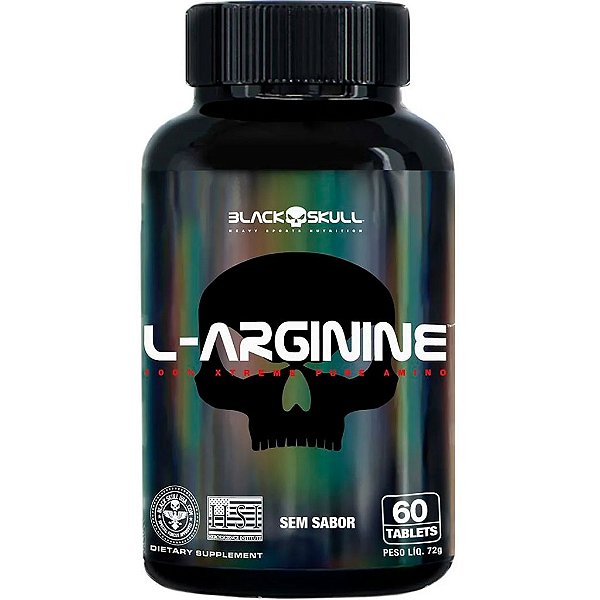 L-Arginina - Vaso Dilatador - 120 Tabletes - Black Skull