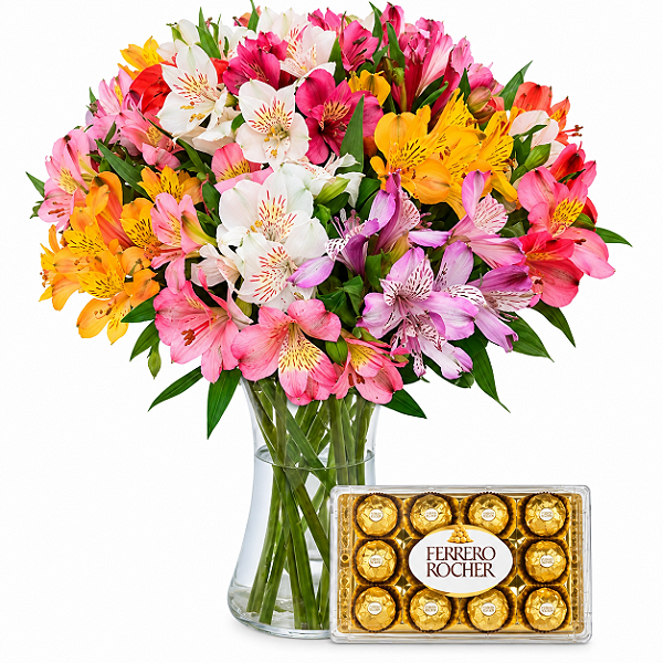 Luxuosas Astromélias & Ferrero Rocher 150g