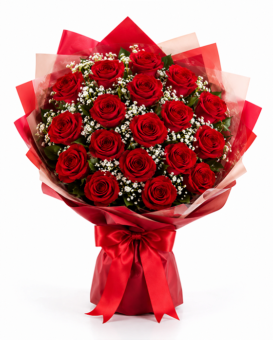 Buquê Tradicional de 18 Rosas Vermelhas