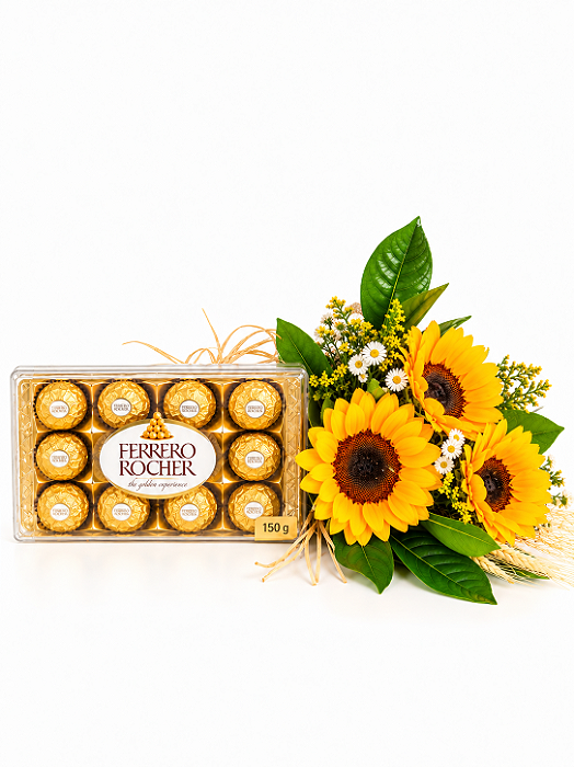 Ramalhete Trio de Girassóis & Ferrero Rocher 150g
