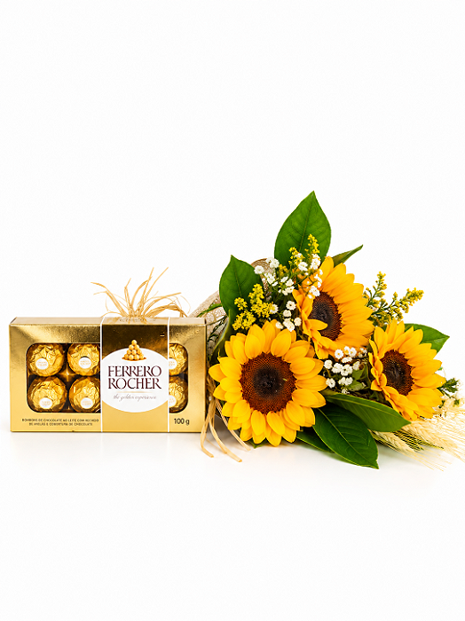 Ramalhete Trio De Girassóis & Ferrero Rocher 100g