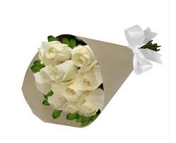 Buquê de 12 Rosas Branca No Papel Kraft