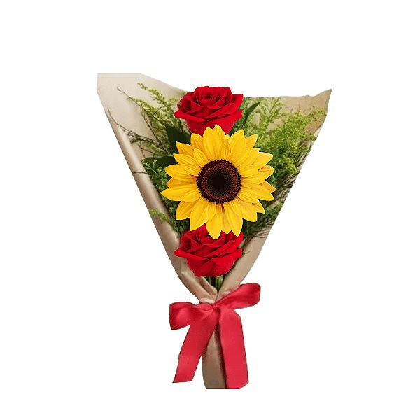 Ramalhete de Rosas Vermelhas  e Girassol