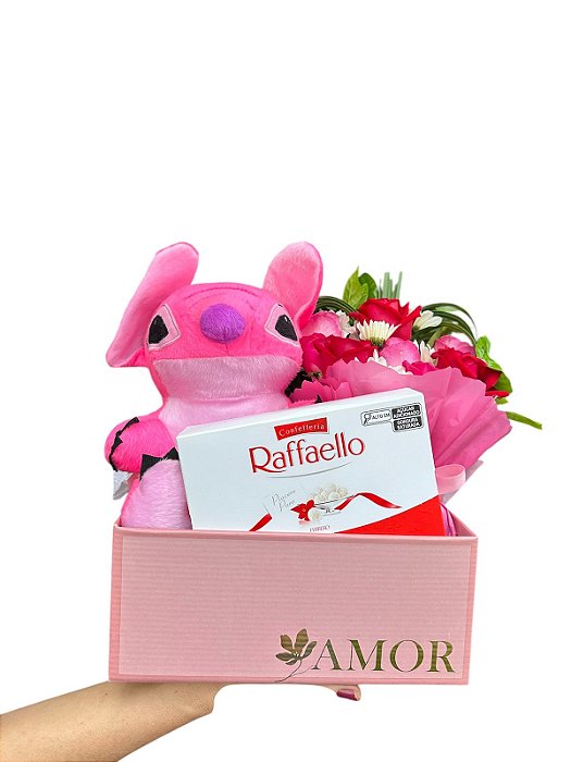 Caixa Amor Com Pelúcia & Flores Com Chocolate