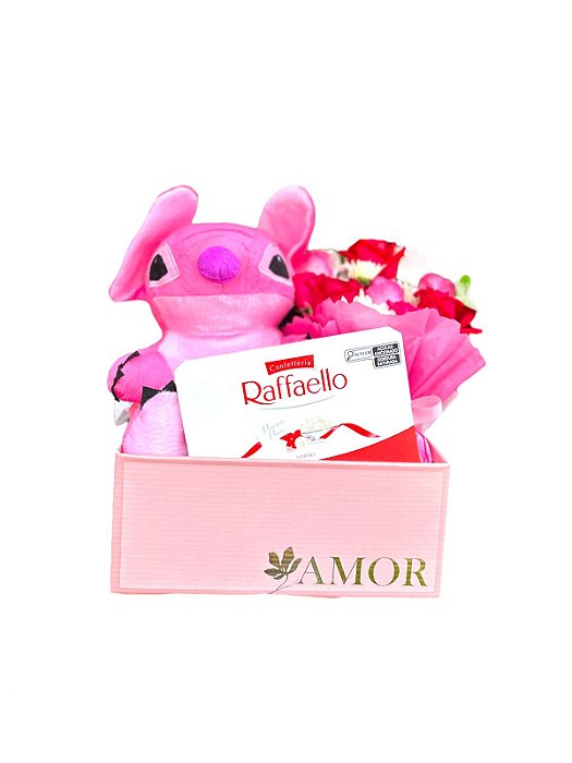 Caixa Amor Com Pelúcia & Flores Com Chocolate