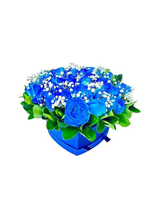 Luxuoso Box de Coração com Rosas Azuis