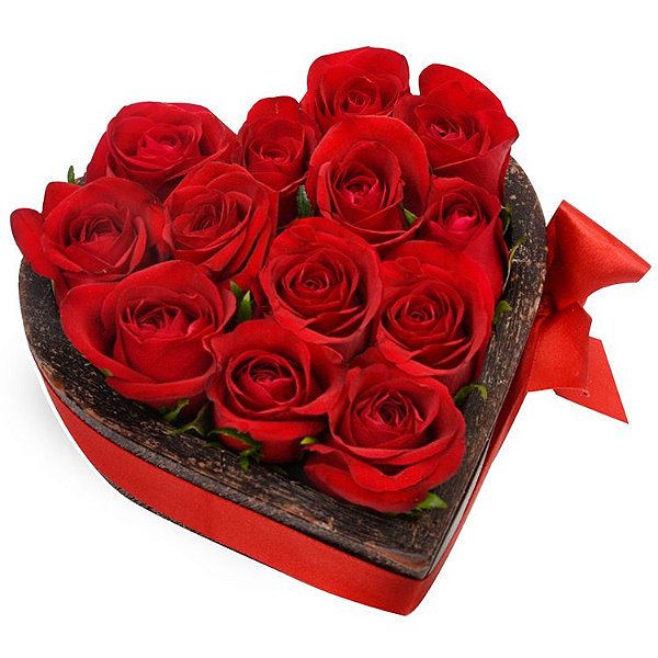 Coração de 12 Rosas Vermelhas