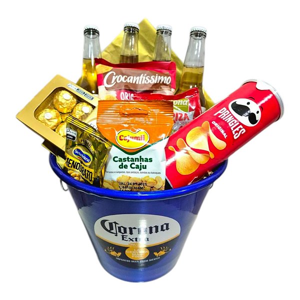 Balde de Cerveja Corona com Petiscos - Azul