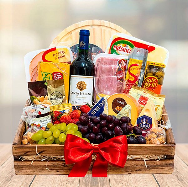 Cesta Especial Gourmet – Vinho & Queijos