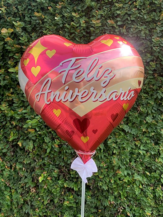 Balão "Feliz Aniversário" Coração Rosa