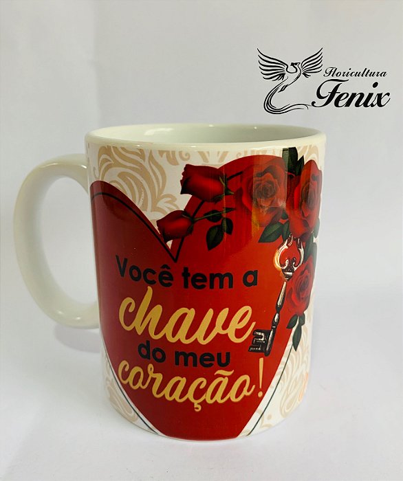 Caneca de Porcelana "Você Tem a Chave do Meu Coração"