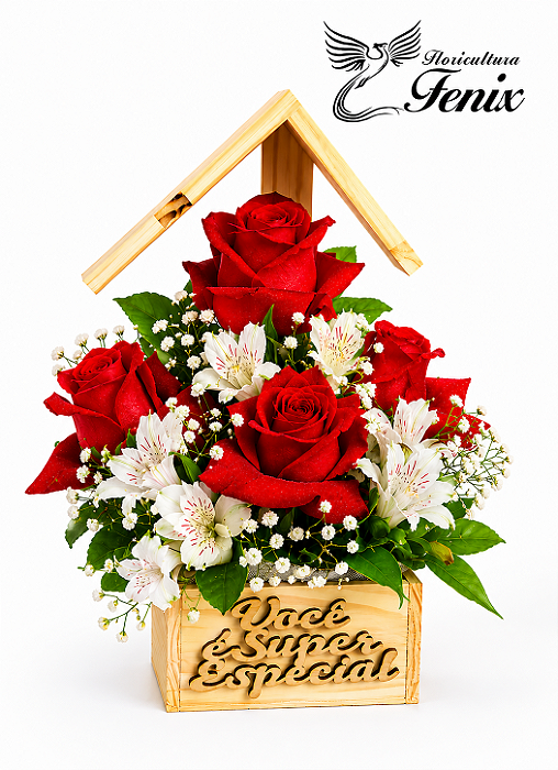 Arranjo Casa de Rosas Vermelhas com Astromélias