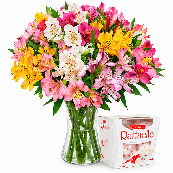 Luxuoso Mix de Astromélias & Raffaello 150g